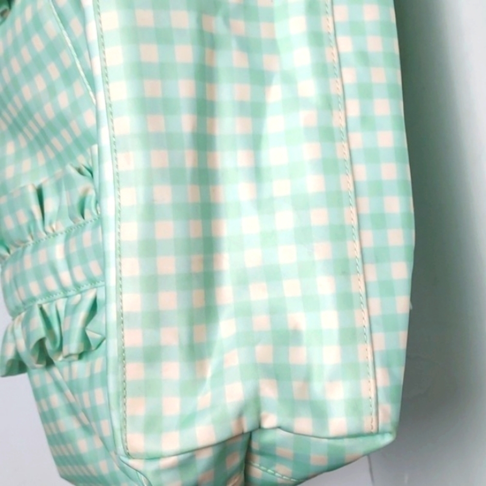 Stoney Clover Lane Ruffle Tote Bag Mint Chip Gingham - Picture 8 of 16